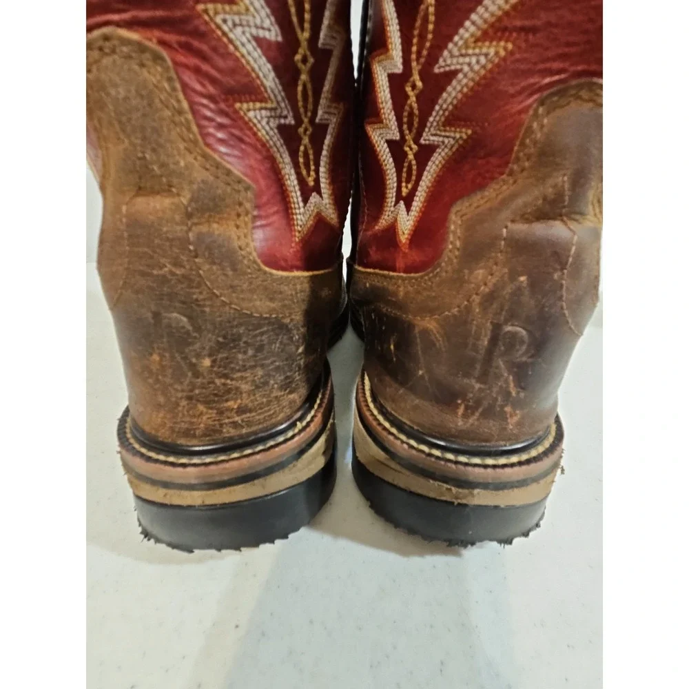 R. Watson Hazel Bay Square Toe Boots Men's‎ 9.5D Boots RW1002-Red/Brown